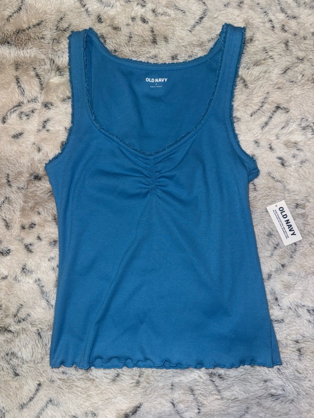 Old Navy Blue Ribbed Tank with Ruching